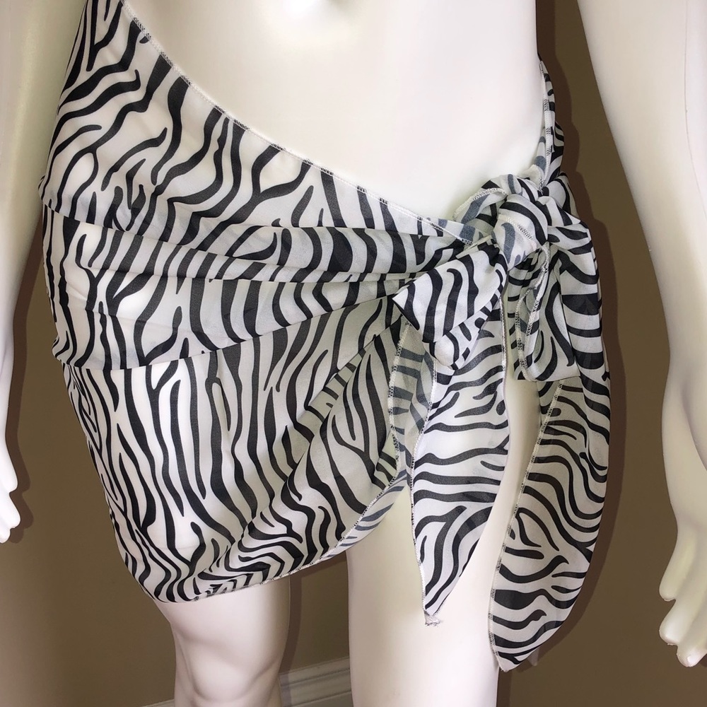 Sarong Cover Up Zebra Print Bathing Suit Bikini Wrap Summer Essential NEW!